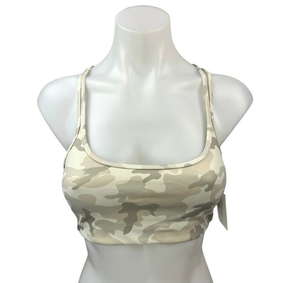 NEW Bandier x All Access Strappy Chorus Cream Camo Sports Bra Crop Tank Top S - Picture 1 of 3